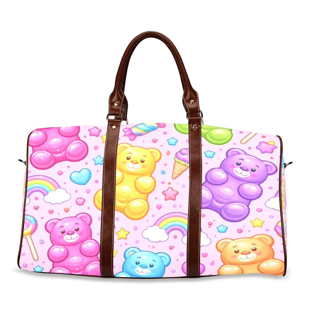Harajuku Gummy Bear Pattern Travel Bag Brown (Small)