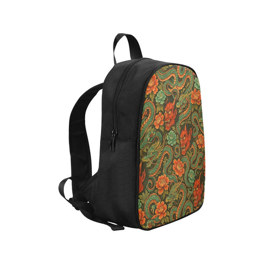 Red Dragon Devil Pattern Canvas Backpack