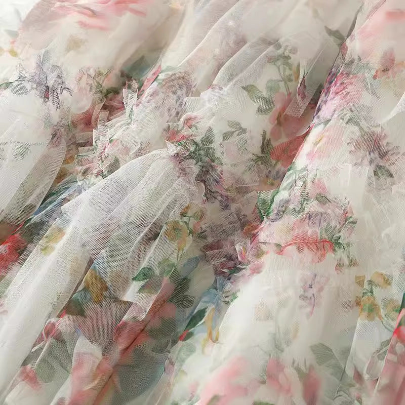 Colorful Flower Mesh Skirt - Harajuku Style