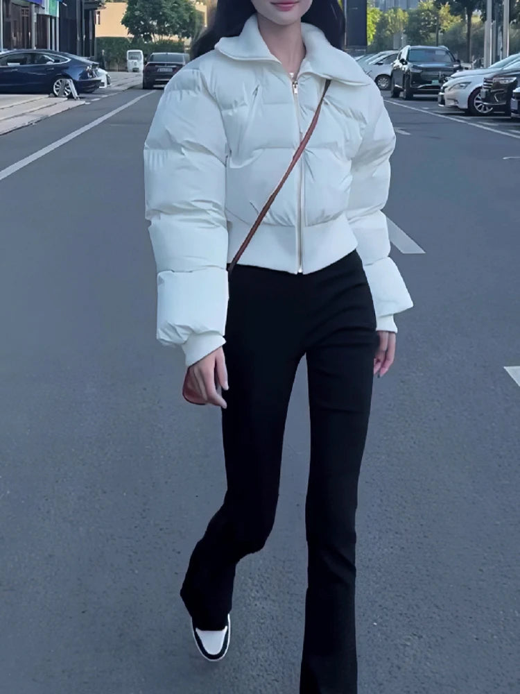 Playful Brown Winter Crop Coat for Women