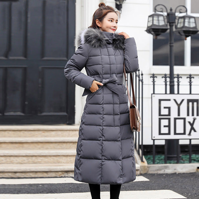 Harajuku Style Slim Women’s Winter Jacket with Fur Hood