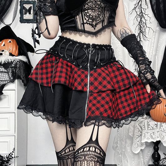 Women's Mini Skirt, Halloween Style, Elegant Light Music Girl, Spliced Midi Skirt