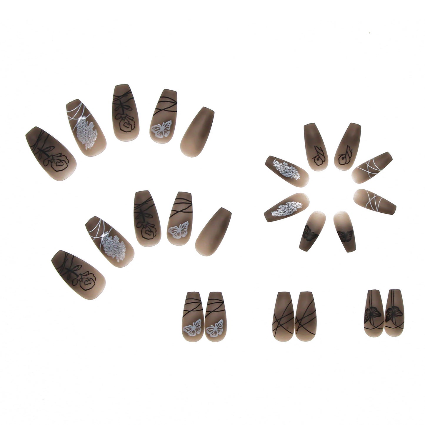 Dark Butterfly Long Ballet Nail Pieces - Personalized Manicure