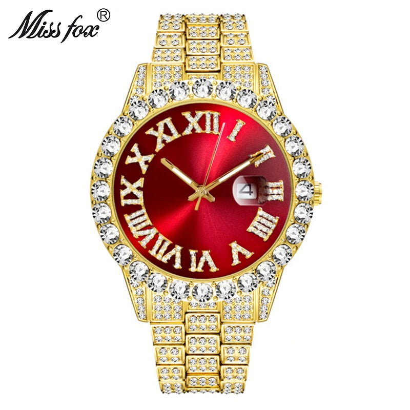 Iced Out Luxury Men's Watch - 18K Gold Plated