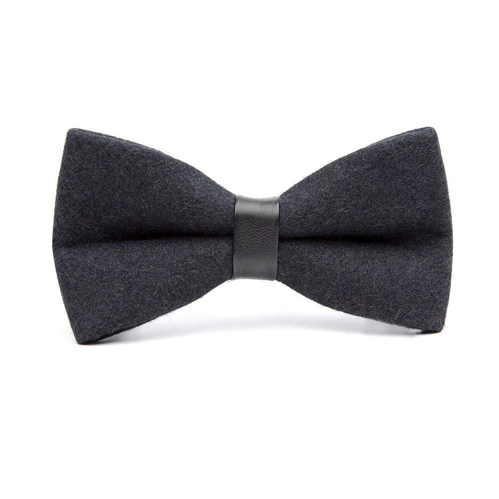 Men's Bow Knot Solid Color Wool Bow Tie