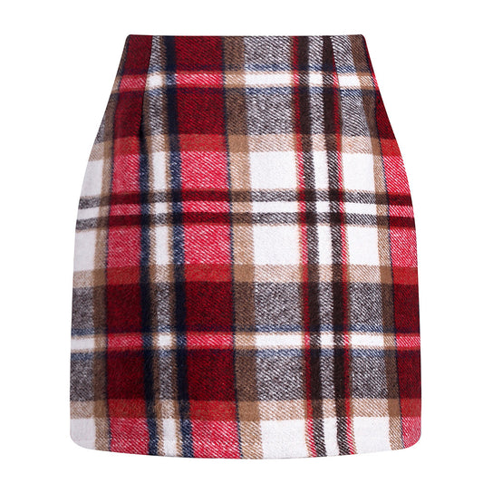 Women's High Waisted Plaid Pencil Skirt - Harajuku Style