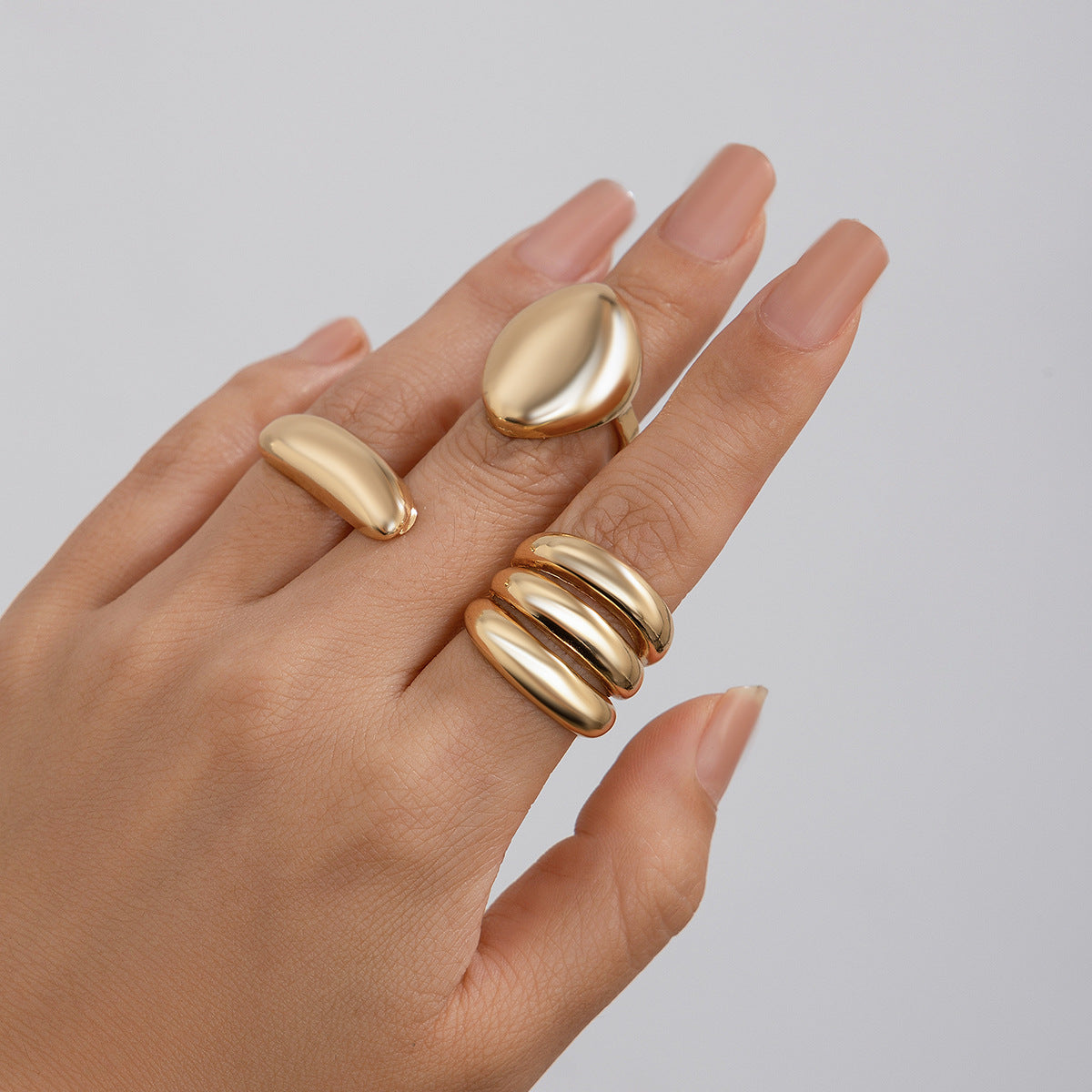 Playful Geometric Open Mouth Ring - Harajuku Style