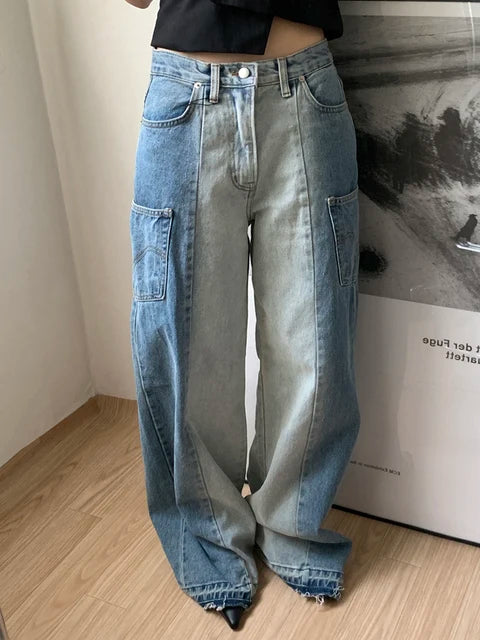 High Waist Patchwork Streetwear Trousers for Women