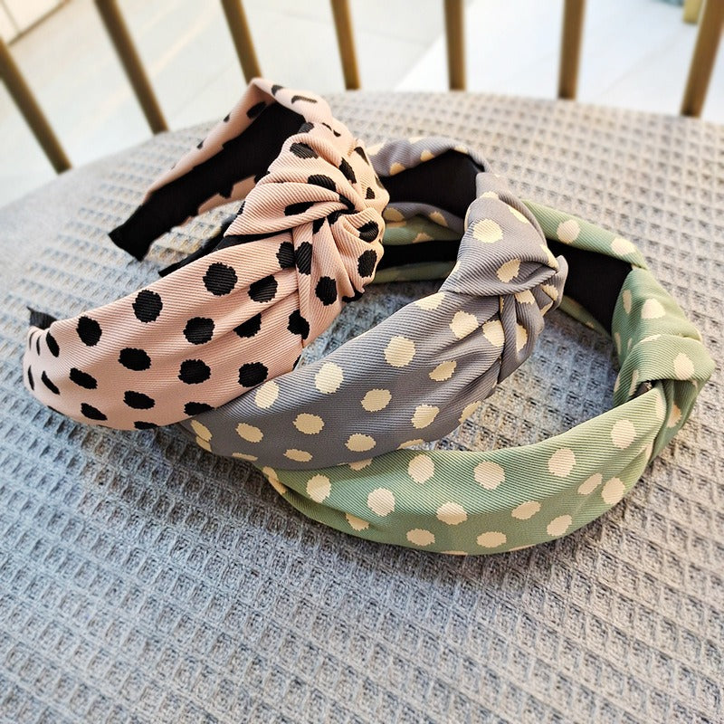 High-End Wide-Brimmed Polka Dot Face Wash Headband