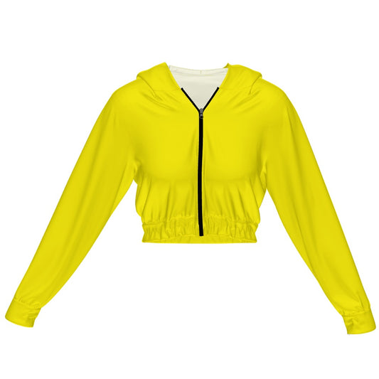 Highlighter Yellow Women's Chiffon Cropped Jacket