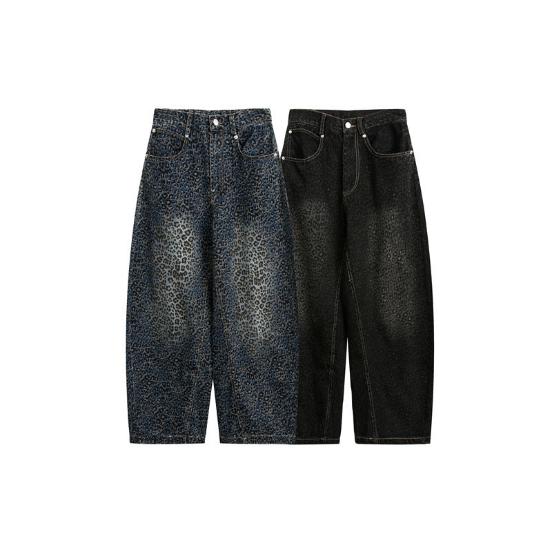 Leopard Print Casual Jeans for Men and Women
