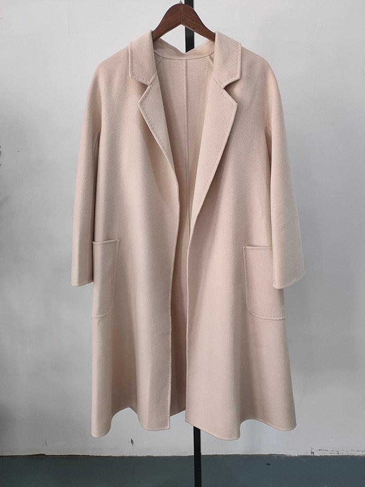 Harajuku Style Double-Sided Wool Coat for Women