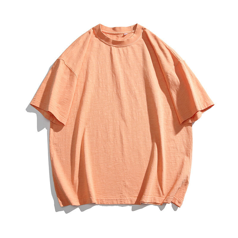 Harajuku Style Wash Bamboo Cotton Round Neck T-Shirt