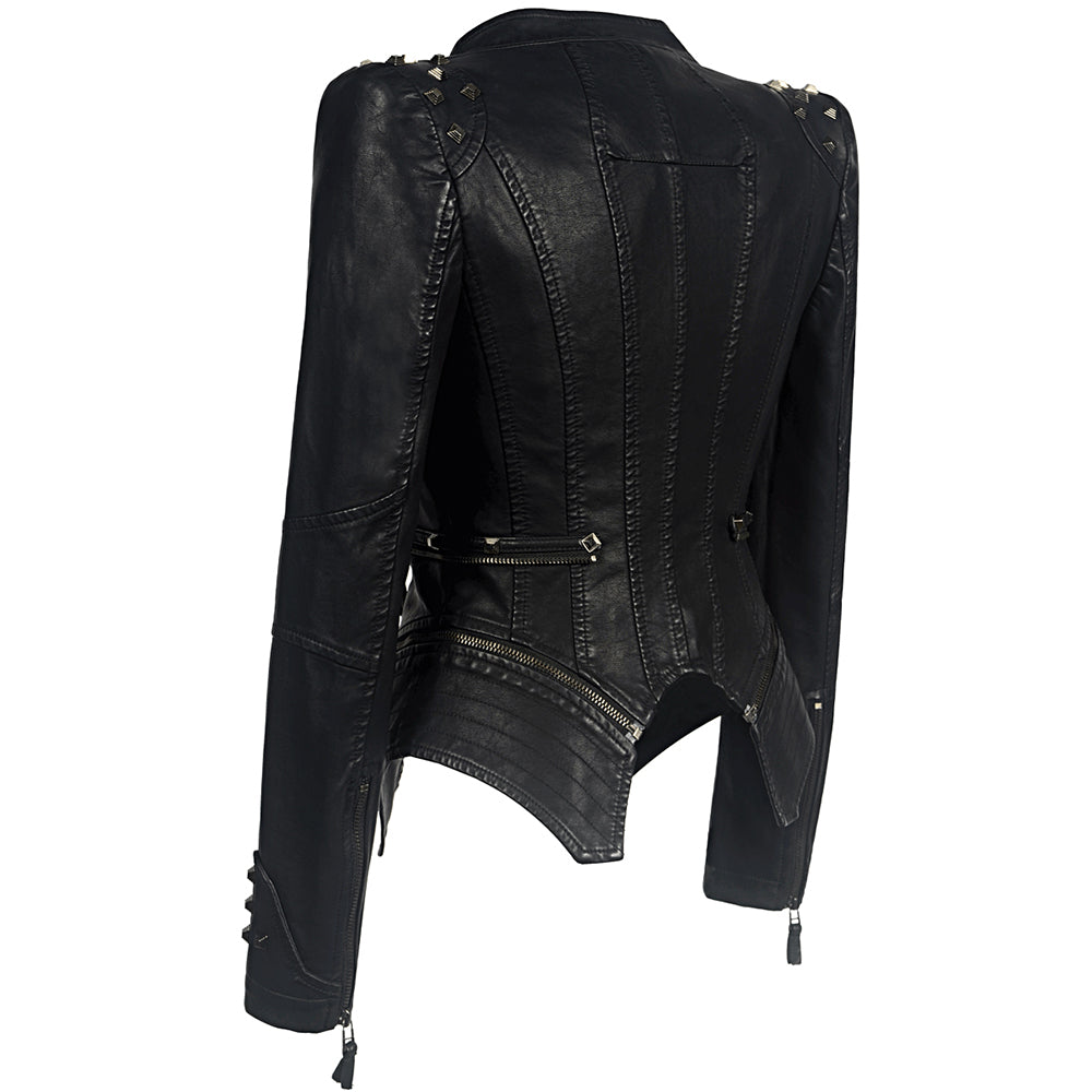 Harajuku Style Black Faux Leather Motorcycle Jacket