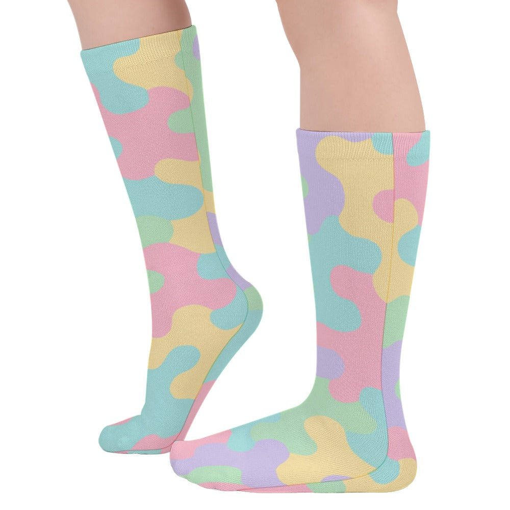 Harajuku Pastel Rainbow Camo Thick Stockings
