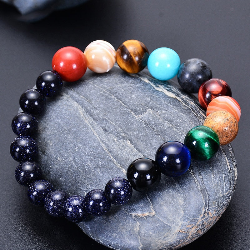 Lovers Eight Planets Natural Stone Bracelet - Galaxy Chakra