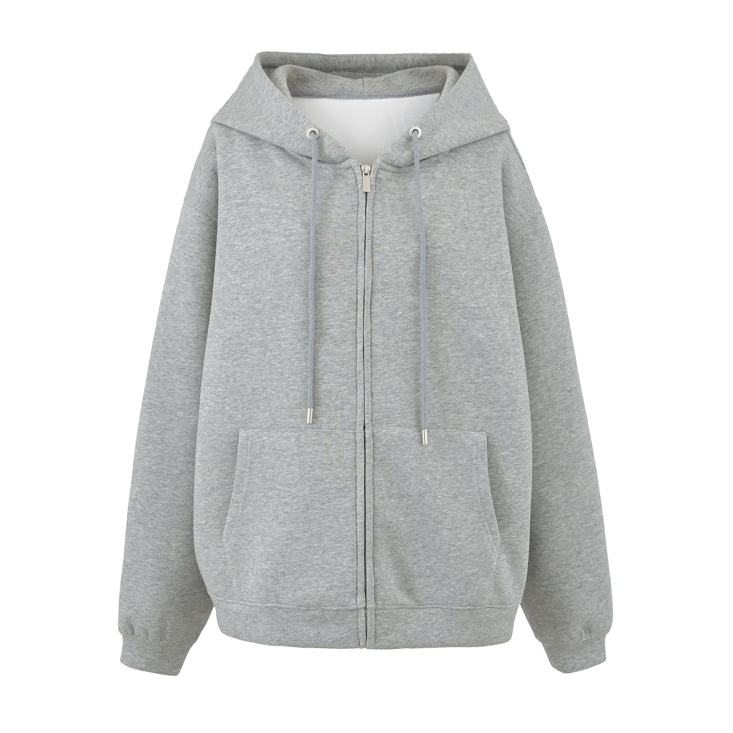 Loose Hooded Zipper Sweatshirt Jacket