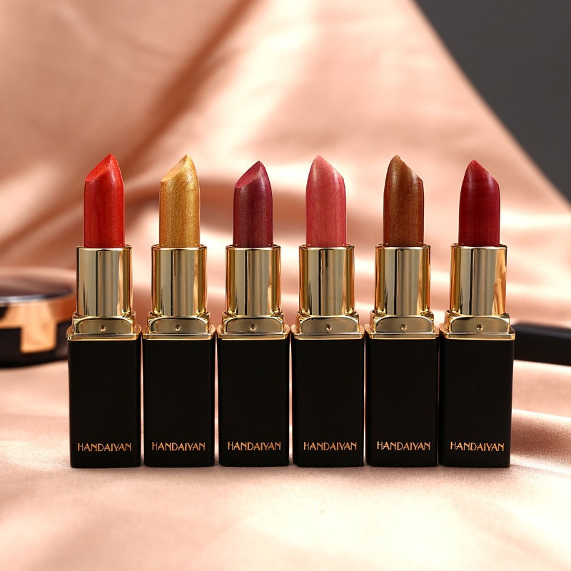 Shiny Metallic Pearlescent Color Change Lipstick - Gold