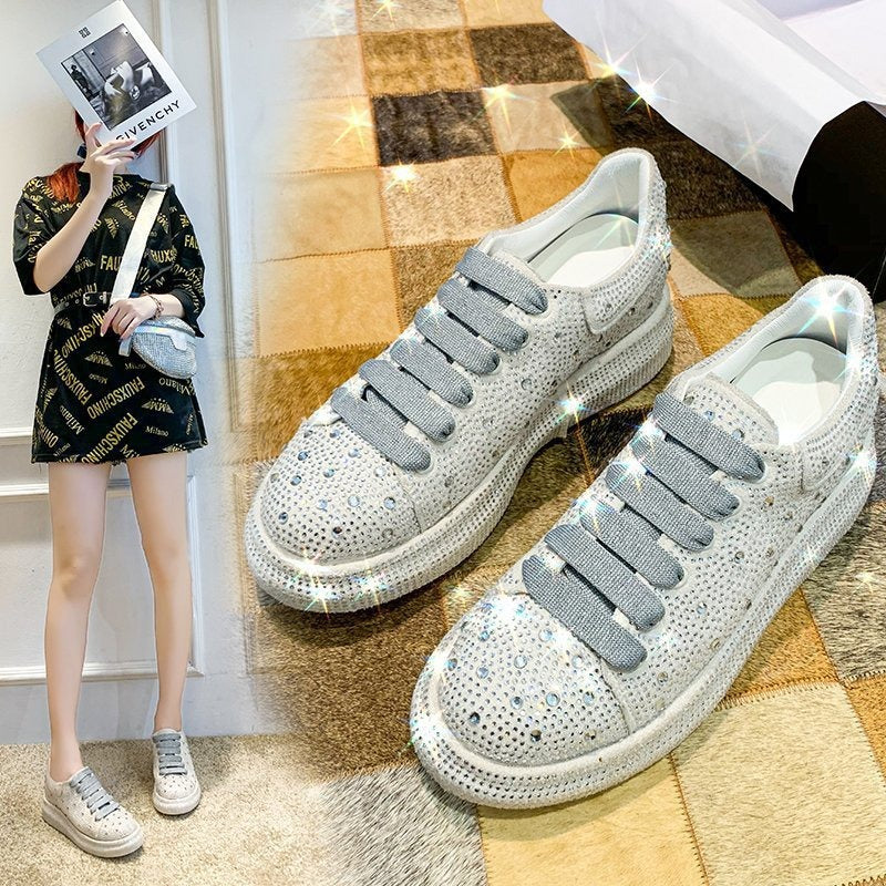 Trendy Full Diamond Sponge Cake Sole Sports Shoes