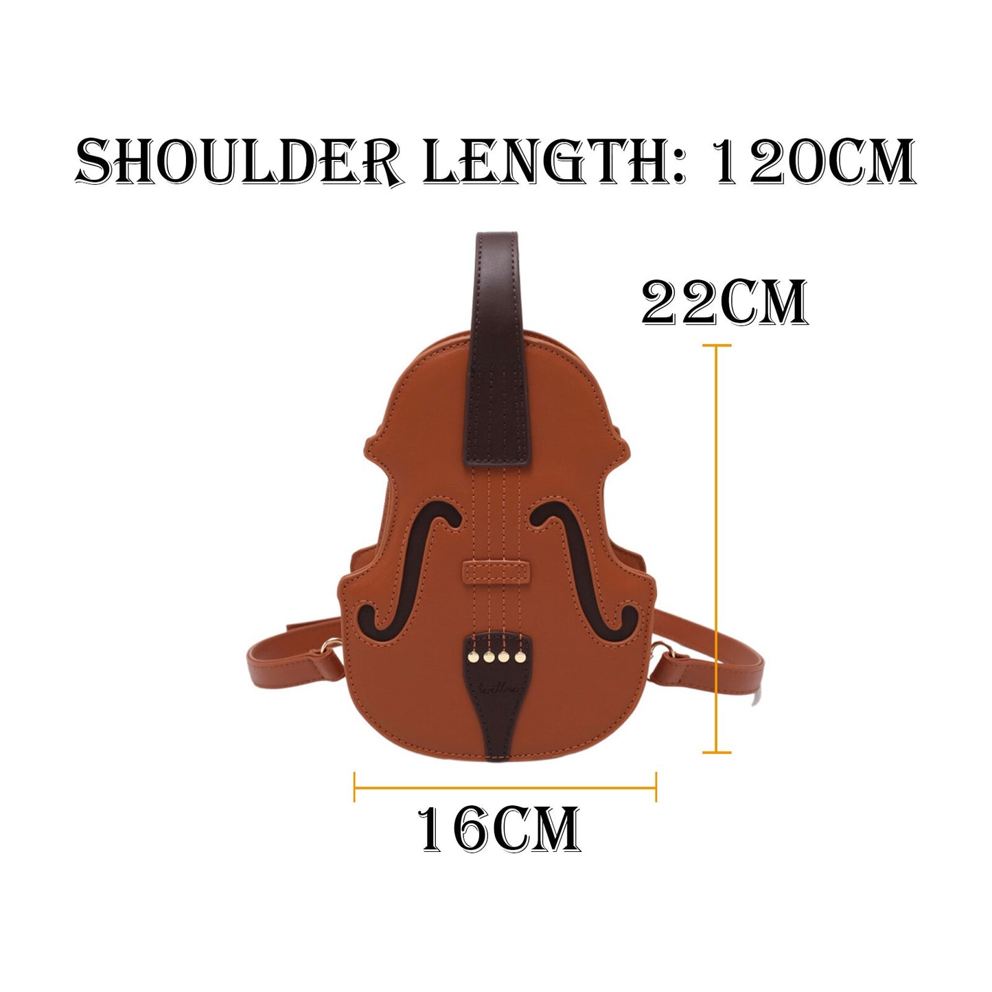 Playful Brown Violin Shape PU Leather Shoulder Bag