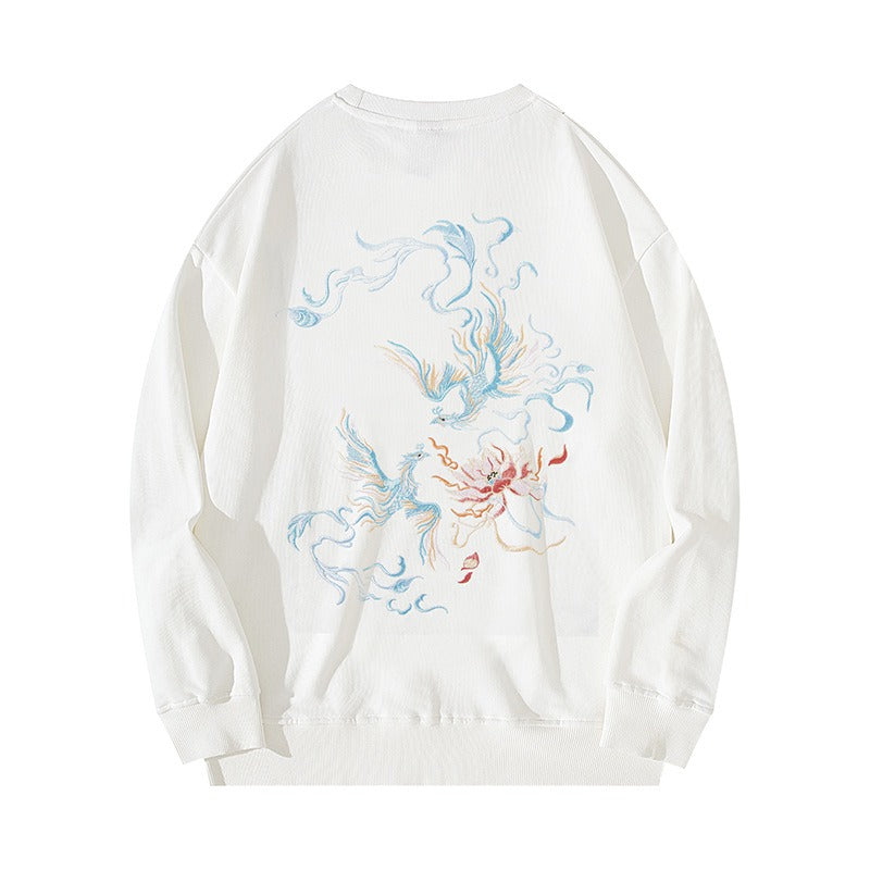 Harajuku Style Phoenix Embroidered Sweatshirt for Men