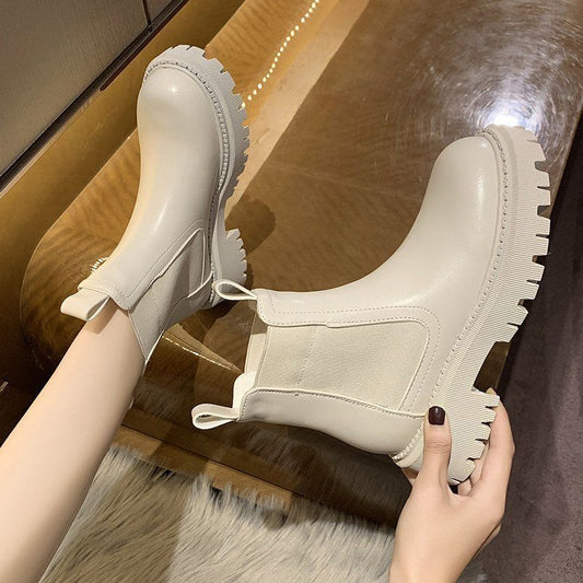 Harajuku Style Women's Waterproof Chelsea Boots - Thick Sole Ankle Booties