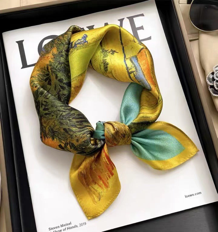 Versatile Mulberry Silk Small Square Scarf - Harajuku Style