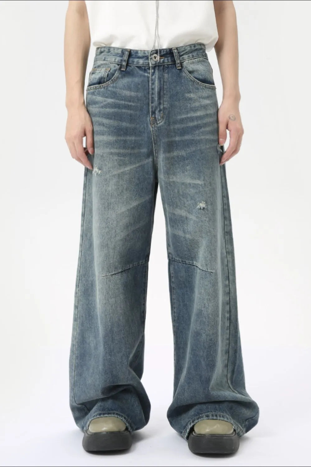 Distressed Wide Leg Men's Jeans – Harajuku Style