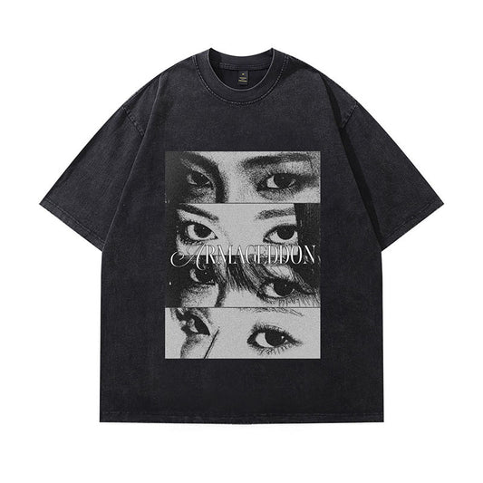 Harajuku Style Printed Heavyweight Cotton Short Sleeve T-Shirt