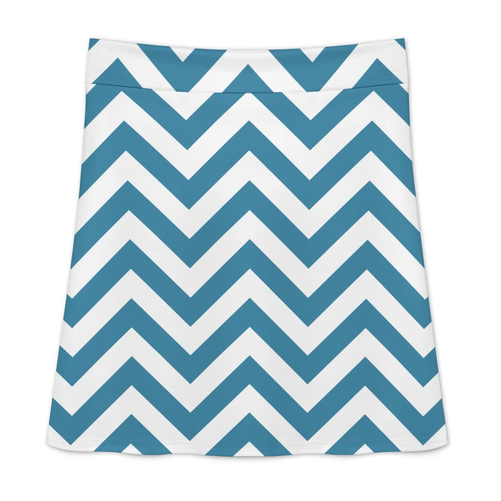 Blue White Zig Zag Zipper Skirt