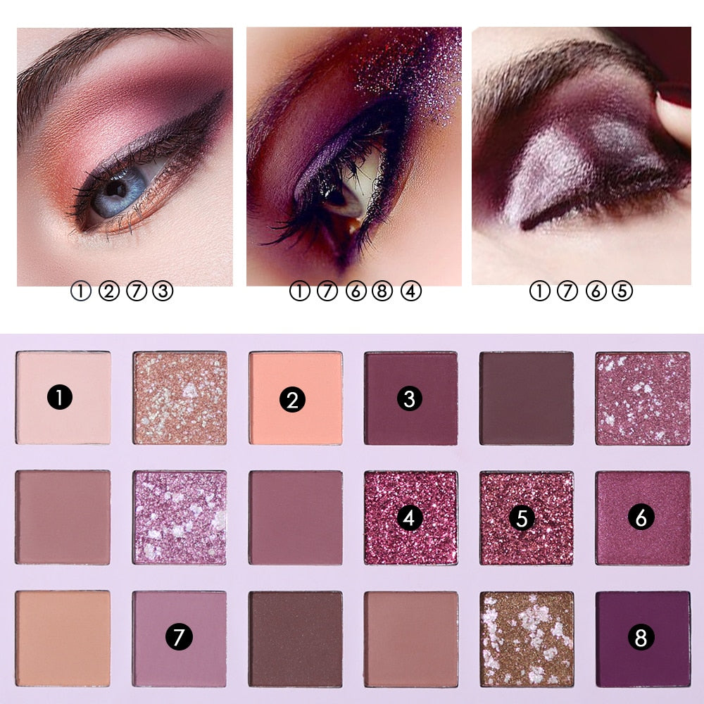 Aromas Nude Eye Shadow Palette - 18 Colors of Shimmer & Matte