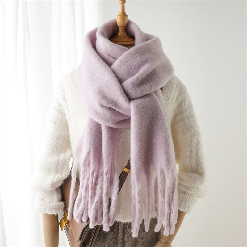 Versatile Mohair Scarf with Tassels for Harajuku Style
