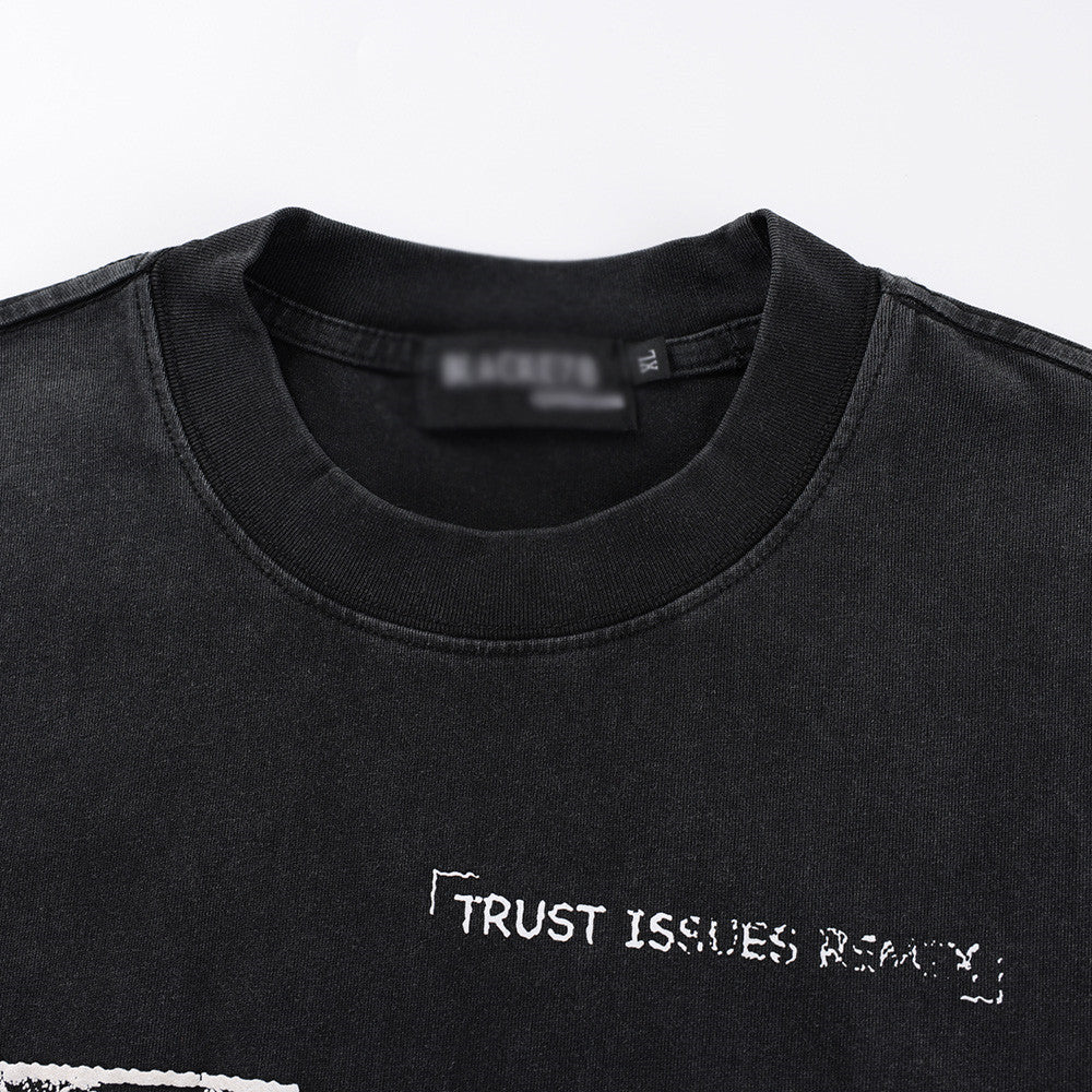 Harajuku Style Faded Printed Cotton Tee - Men's Loose Fit