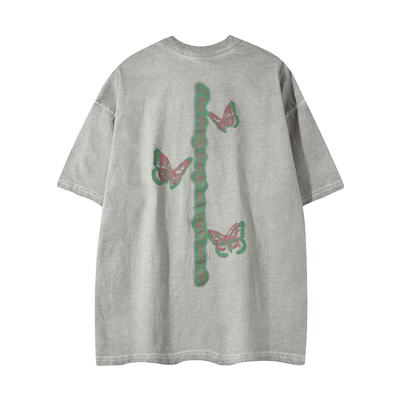 Harajuku Style Fluorescent Butterfly Crew Neck T-Shirt