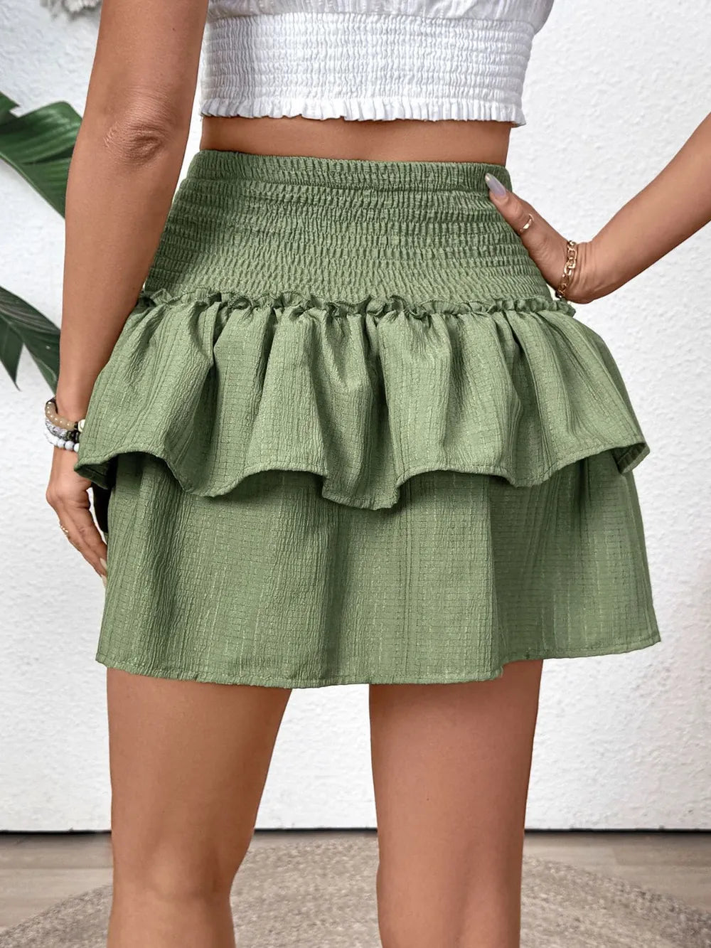 Harajuku Layered Smocked Mini Skirt