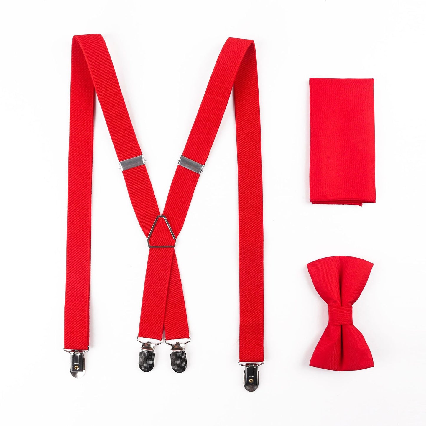 Bow Tie Square Stylish Men's Solid Color Adjustable Bib Suspender Suit