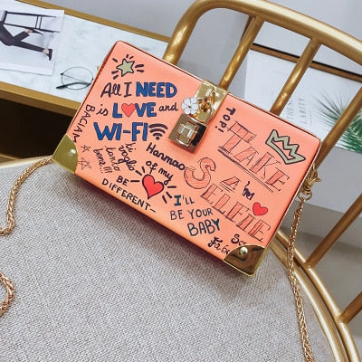 Harajuku Style Graffiti Crossbody Handbag for Women