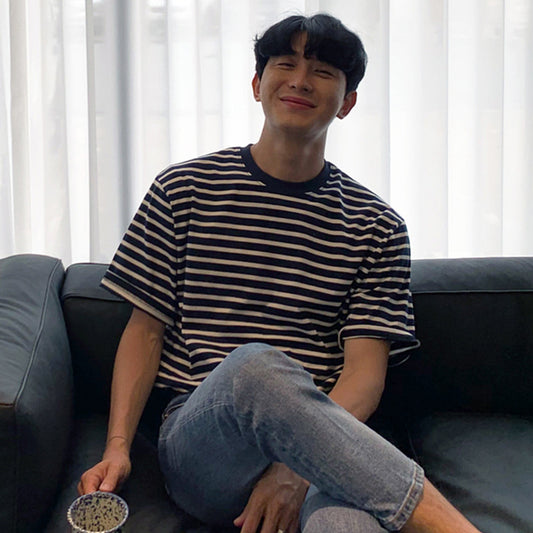 Harajuku Style Black and White Striped T-shirt