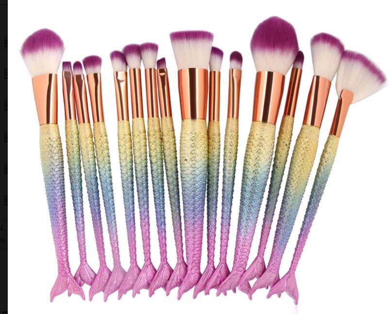 10PCS Big Mermaid Makeup Brushes Set - Harajuku Style