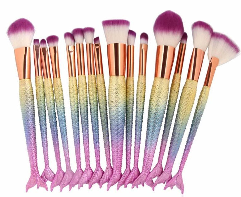 10PCS Big Mermaid Makeup Brushes Set - Harajuku Style