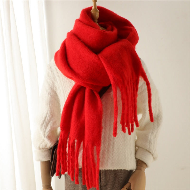 Versatile Mohair Scarf with Tassels for Harajuku Style