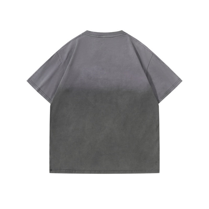 Harajuku Style Wash Printed Gradient Shirt