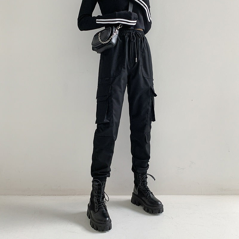 Harajuku Style Plus Size Black Casual Trousers