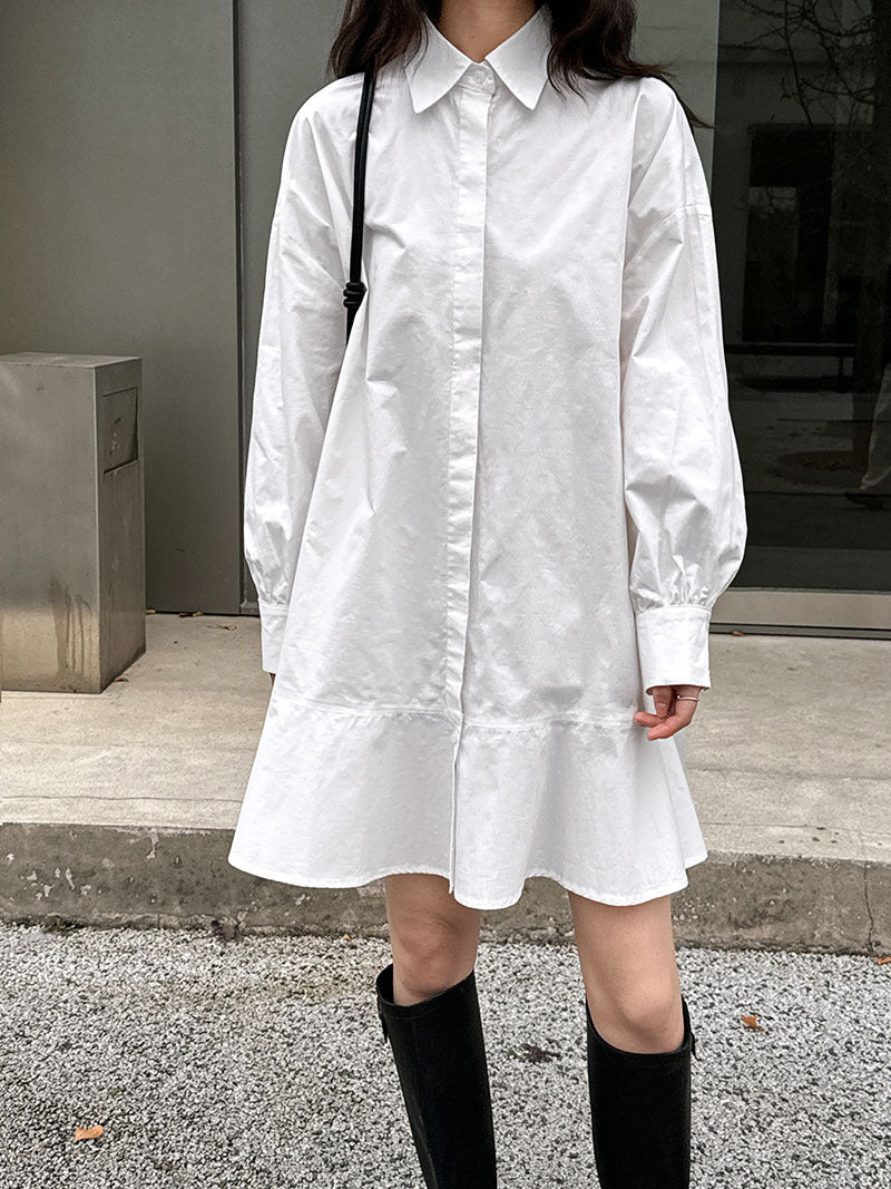 Minimalist Collar Dress with Fish Tail Hem