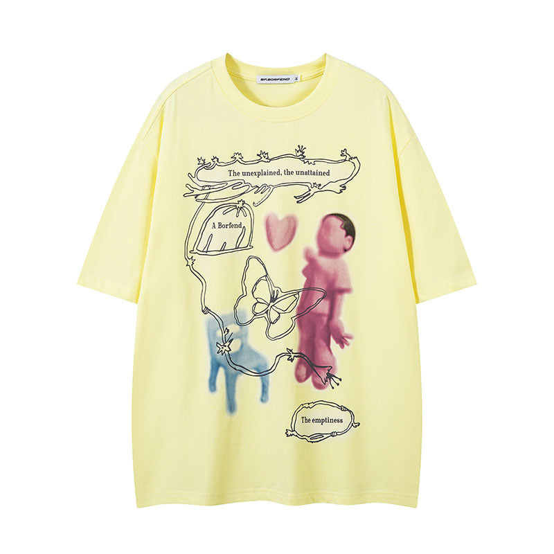 Playful Harajuku-Style Printed Unisex T-Shirt