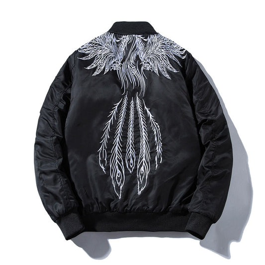 Harajuku Yankou High Street Phoenix Embroidery Flight Jacket - Bold Street Style Apparel