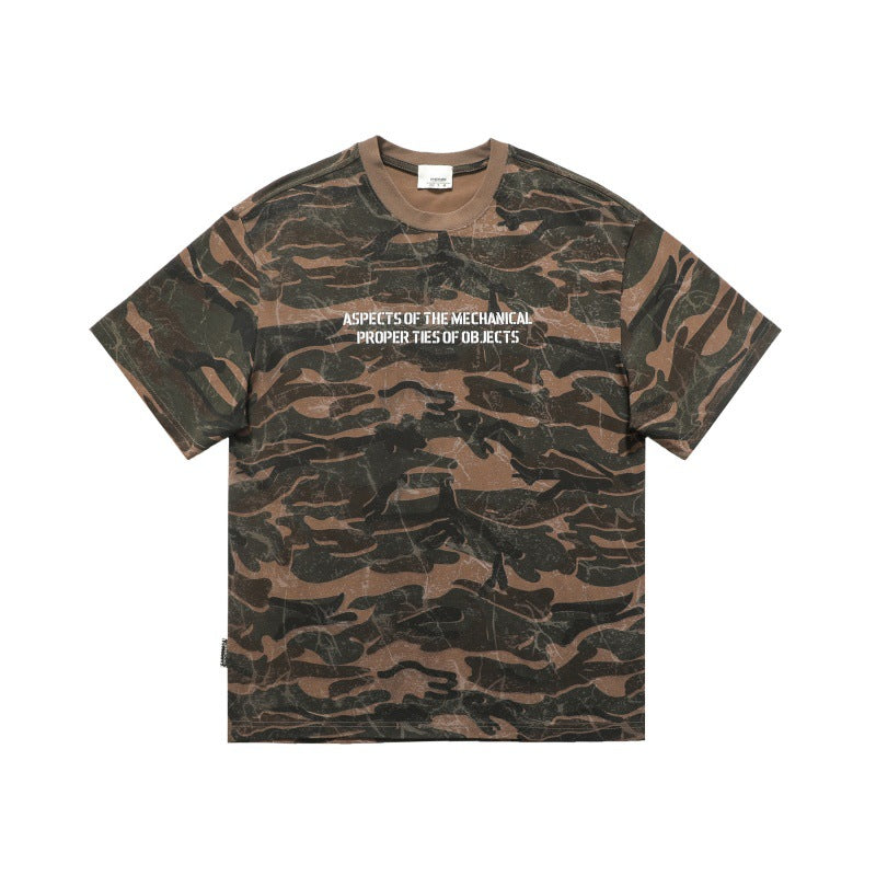 Harajuku Style Letter Print Vintage Camouflage T-shirt
