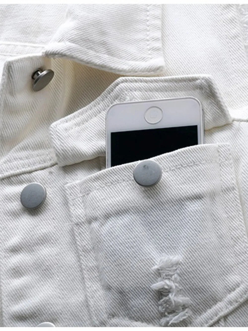 Button Down Raw Hem Sleeveless Denim Jacket Plus Size