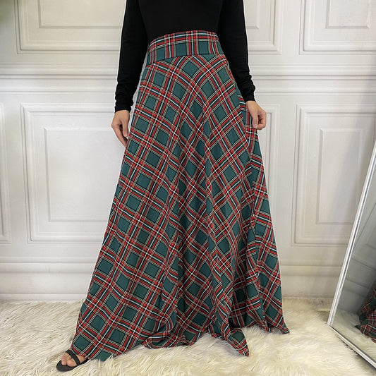 Playful Scottish Plaid Midi Skirt for Harajuku Style