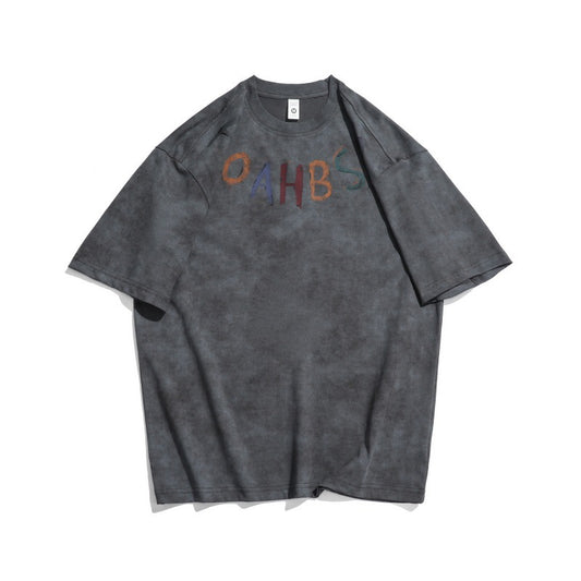 Harajuku Graffiti Letter Printed Round Neck T-Shirt